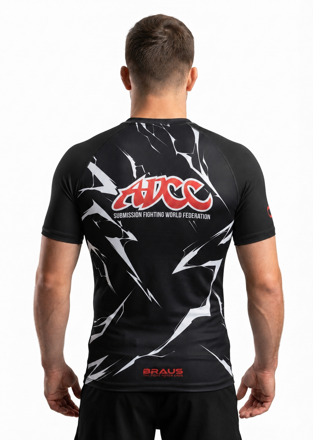 Rash Guard ADCC Lightning Manga Curta Preta Adulto - imagem 3