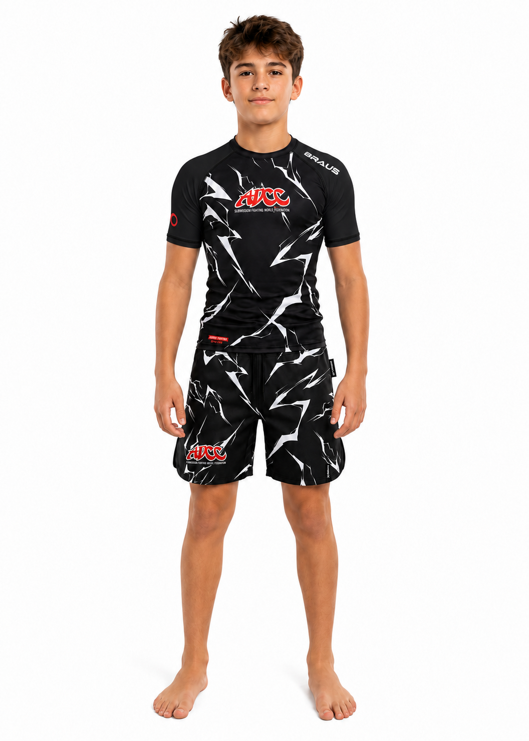 Shorts ADCC Lightning No Gi Preto Infantil - BRAUS Fight