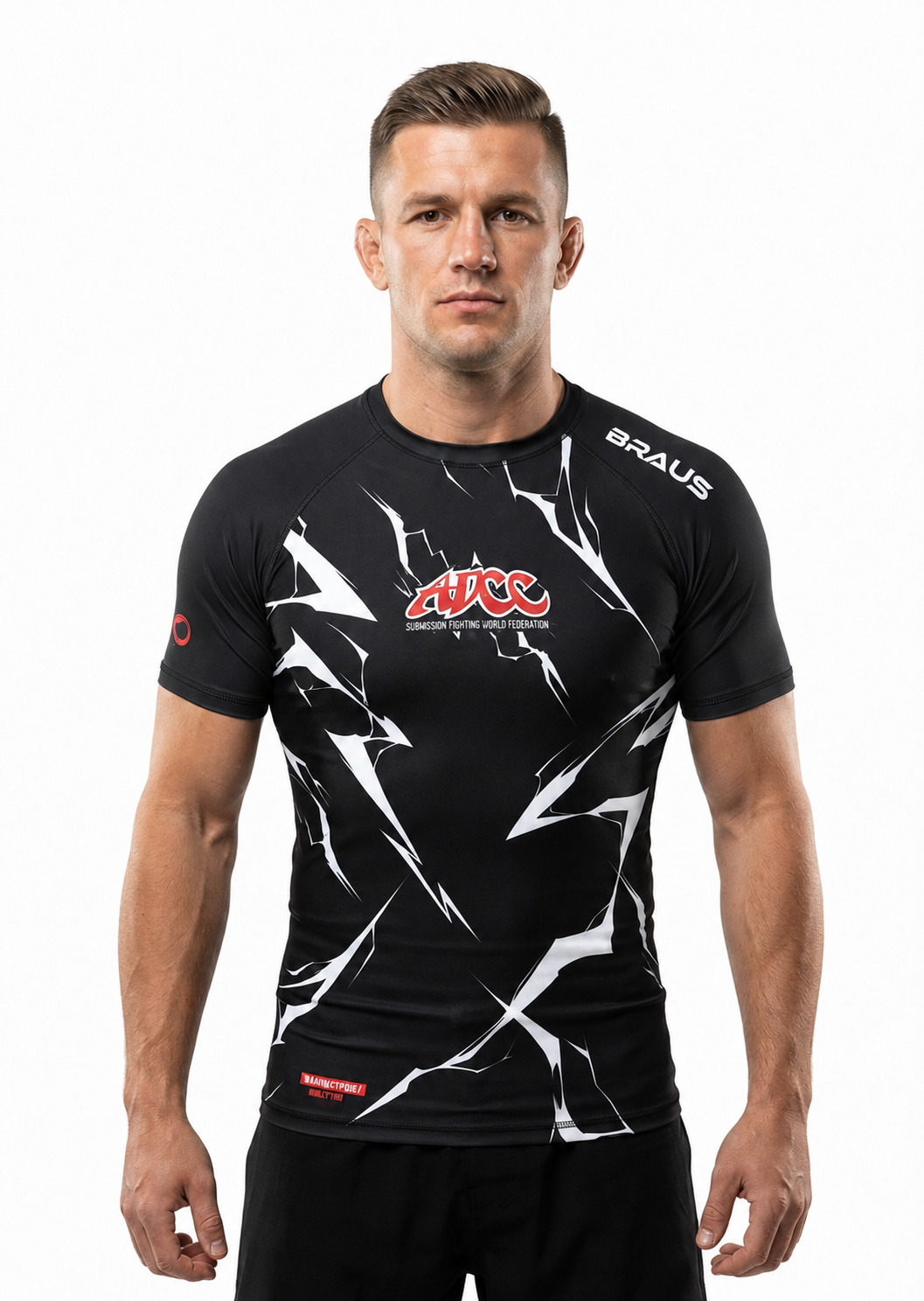 Rash Guard ADCC Lightning Manga Curta Preta Adulto - imagem 2
